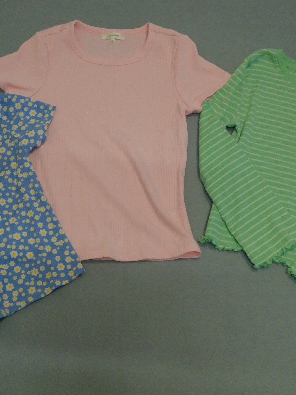 Girls Top Pink Blue Green Short Long Sleeve Size 10/12, M All Three